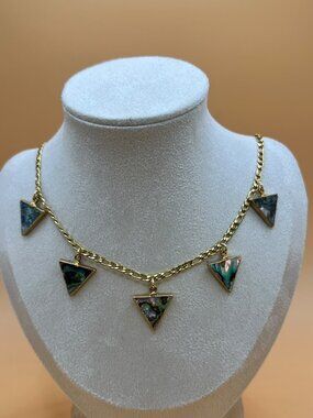 Handmade Reversible Abalone Shell Triangle Charm Necklace